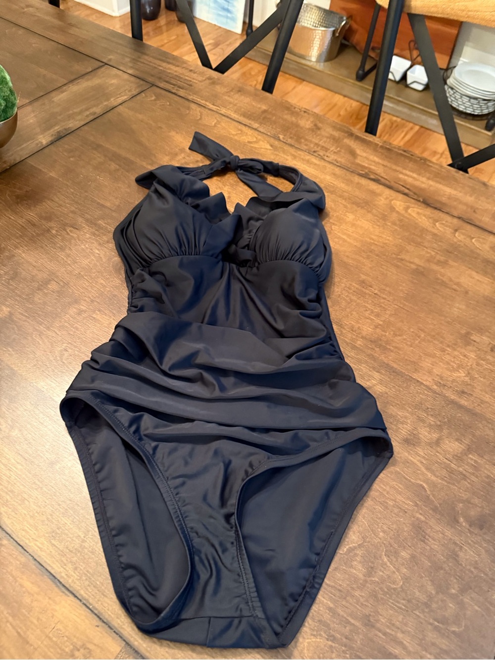 Ellen Tracy Black One-Piece Swimwear with Halter Neck